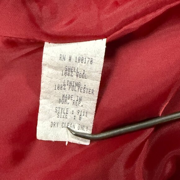 Vintage Sandro Red Wool Blazer Classic Button Front Notched Lapel Size 8 - Picture 11 of 11